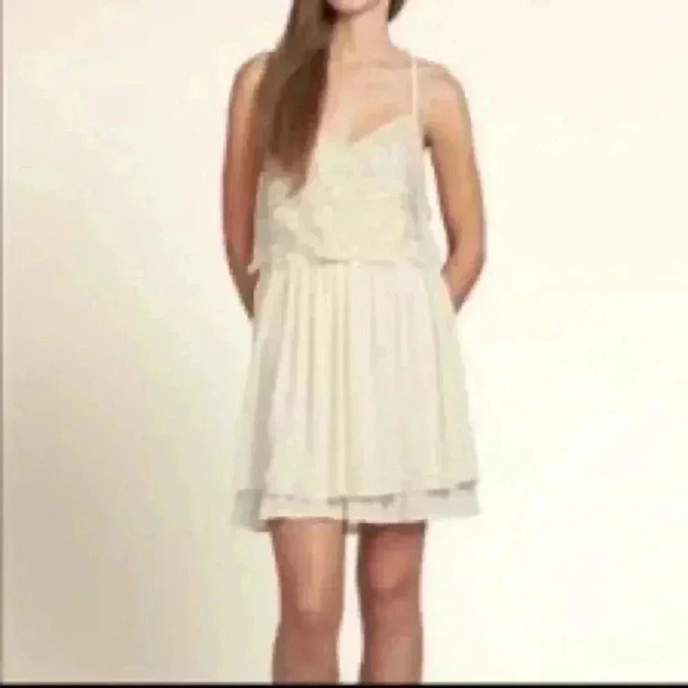 Hollister | Cream and gold lace dress with gold sequin